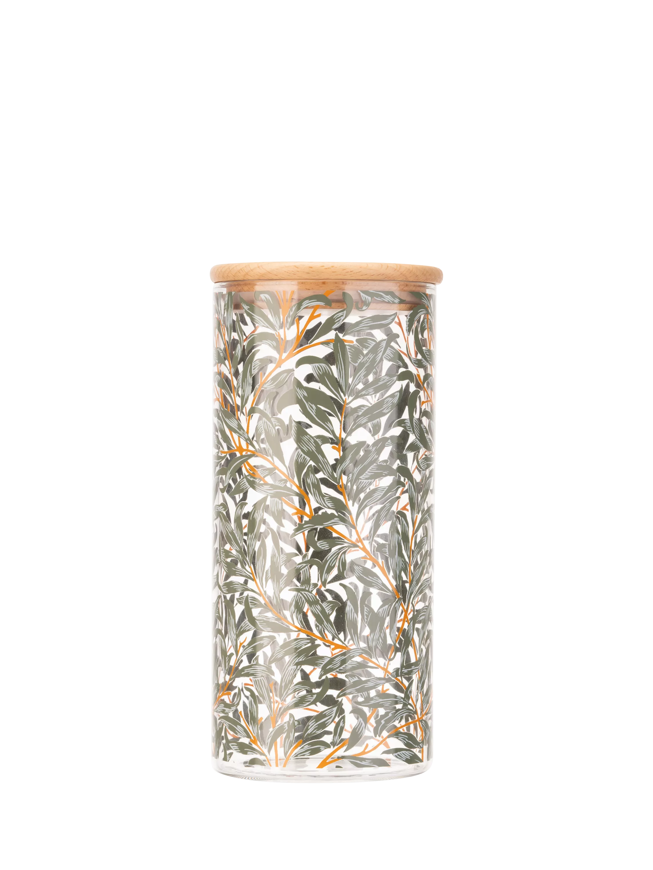 Glass canister with William Morris Larkspur print (British brand)