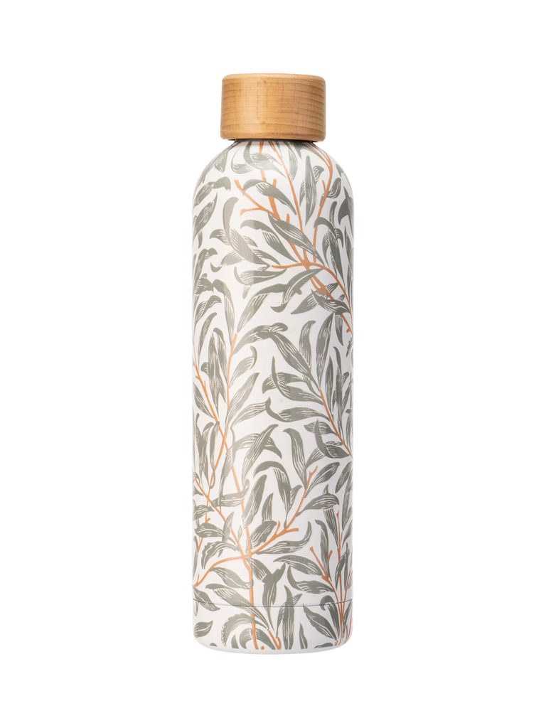 William Morris Willow Bough Stainless Steel Drinks Bottle with Wooden Lid, FSC-Certified (Beech Wood), 750ml