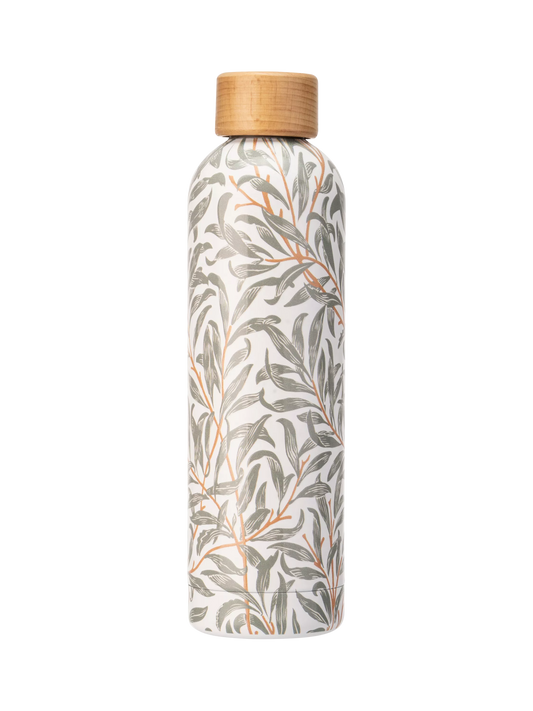 William Morris Willow Bough Stainless Steel Drinks Bottle with Wooden Lid, FSC-Certified (Beech Wood), 750ml