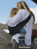 Wildride toddler hip carrier in grey leopard print, up to 20kg (British brand)