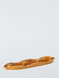 Scallop-Edge Stoneware Candle Holder for 4 Candles, Honey Finish