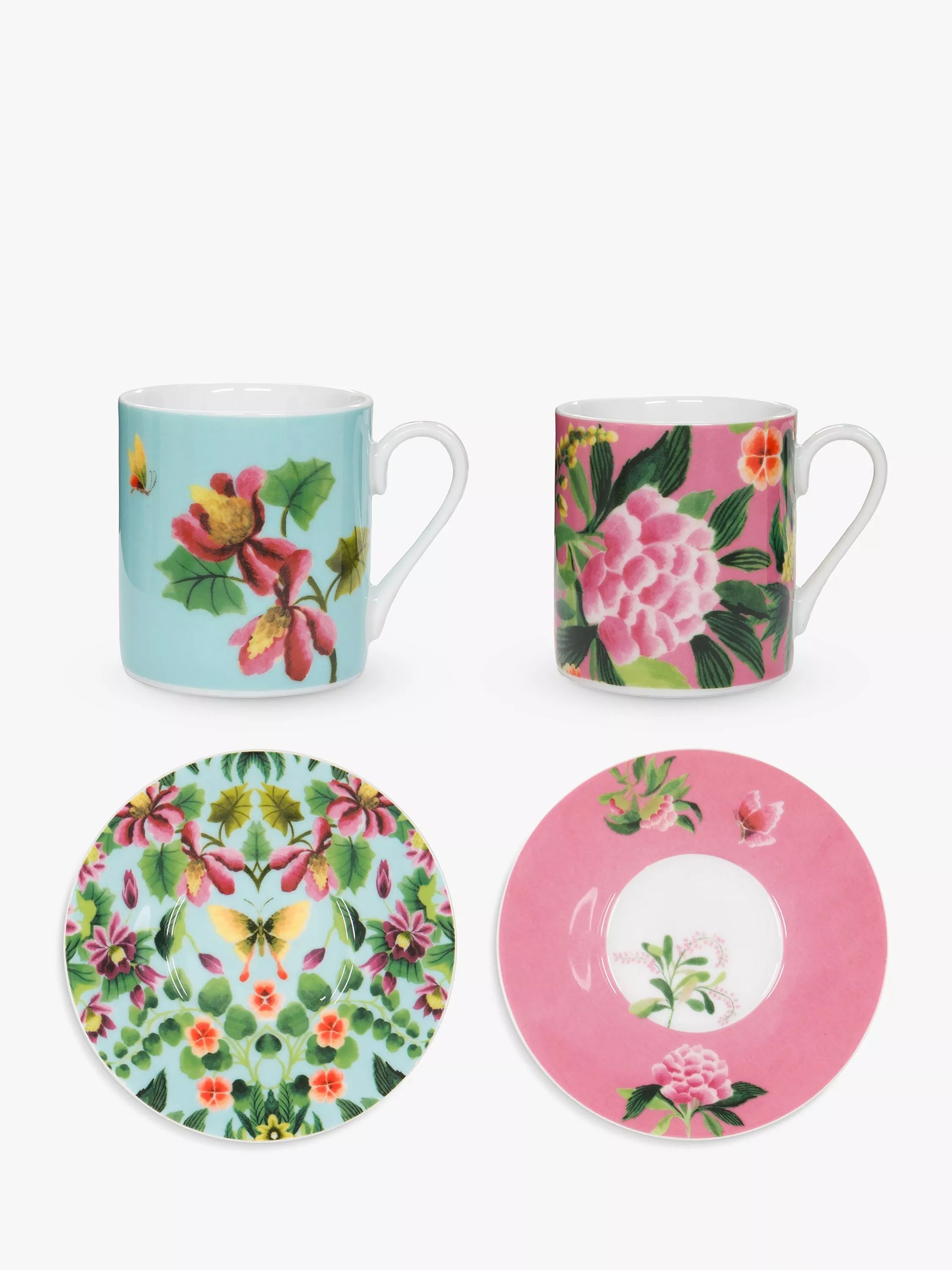 Designers Guild Ikebana porcelain cup and saucer set multi floral design 90ml - British product