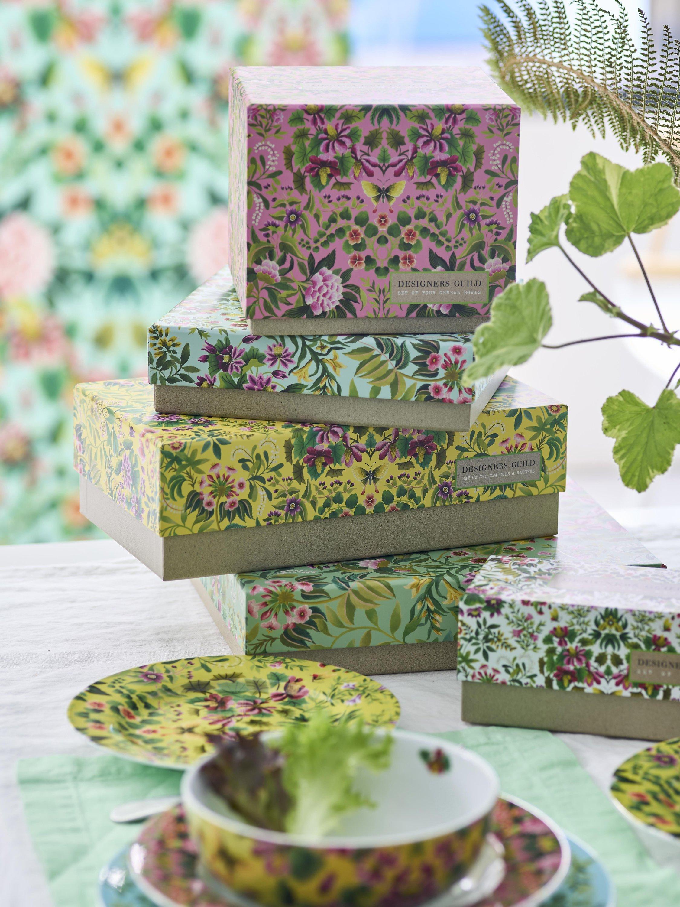 Designers Guild Ikebana porcelain cup and saucer set multi floral design 90ml - British product