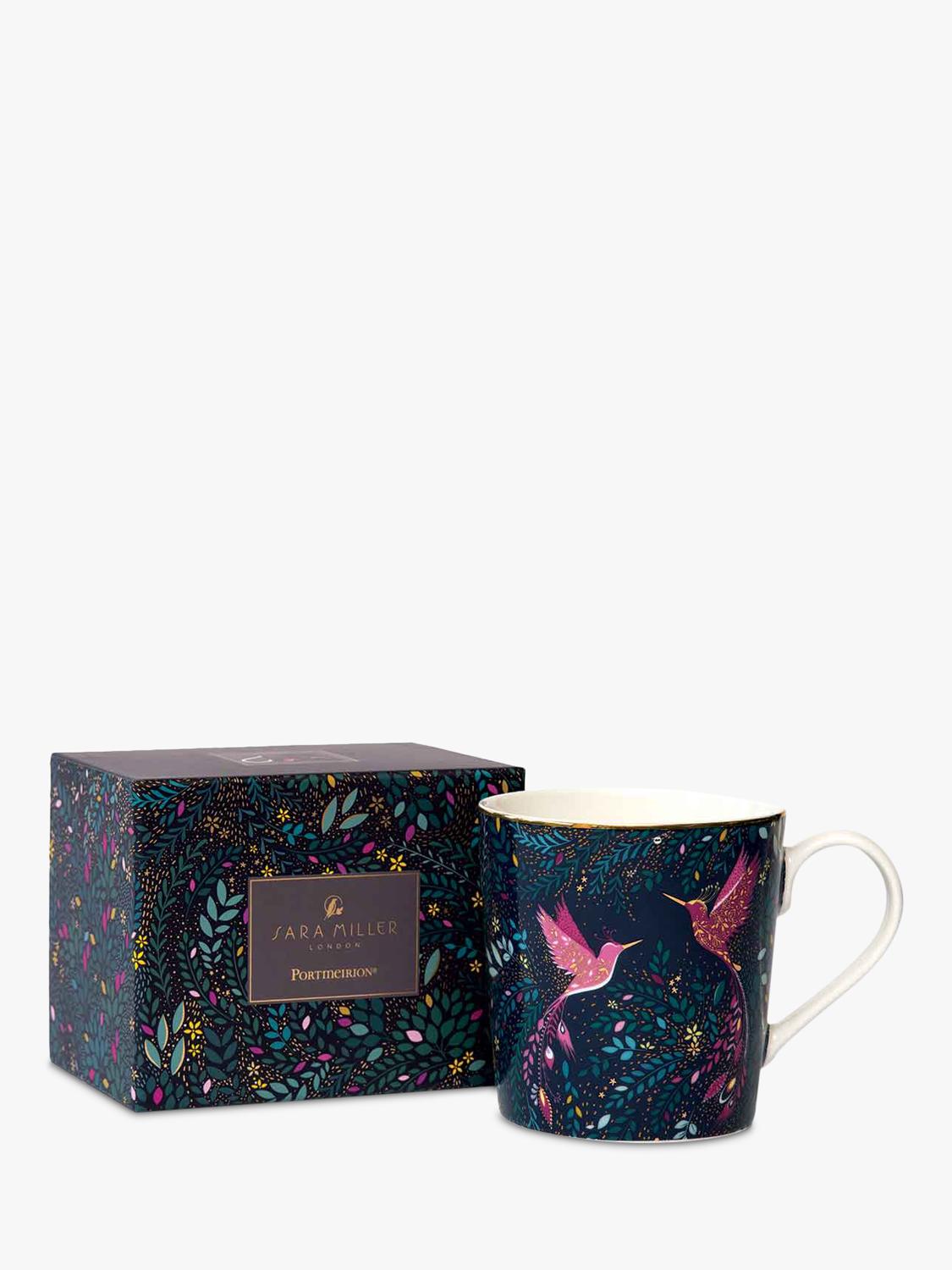 Sara Miller fine china mug Hummingbird Paradise navy 344ml - British product