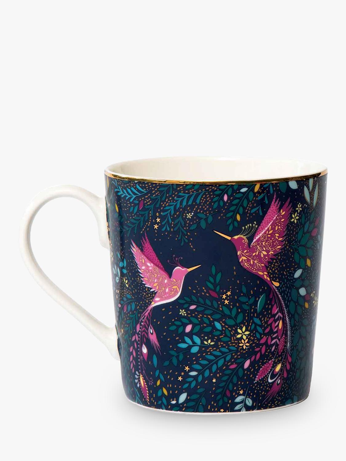 Sara Miller fine china mug Hummingbird Paradise navy 344ml - British product