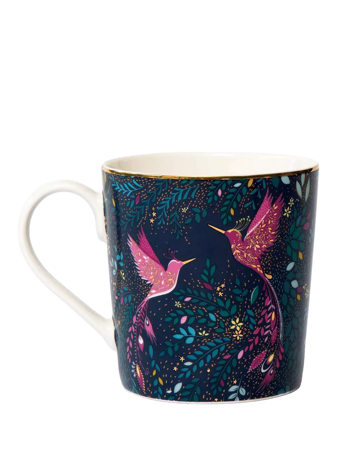 Sara Miller fine china mug Hummingbird Paradise navy 344ml - British product