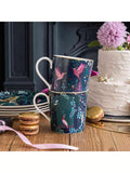 Sara Miller fine china mug Hummingbird Paradise navy 344ml - British product