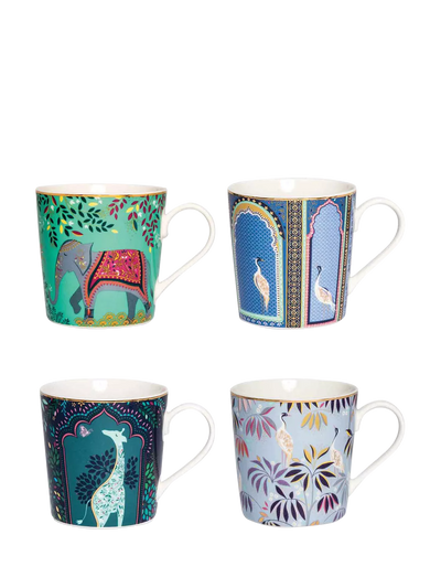 Fine China Mugs with 22ct Gold Detailing, Set of 4, 344ml