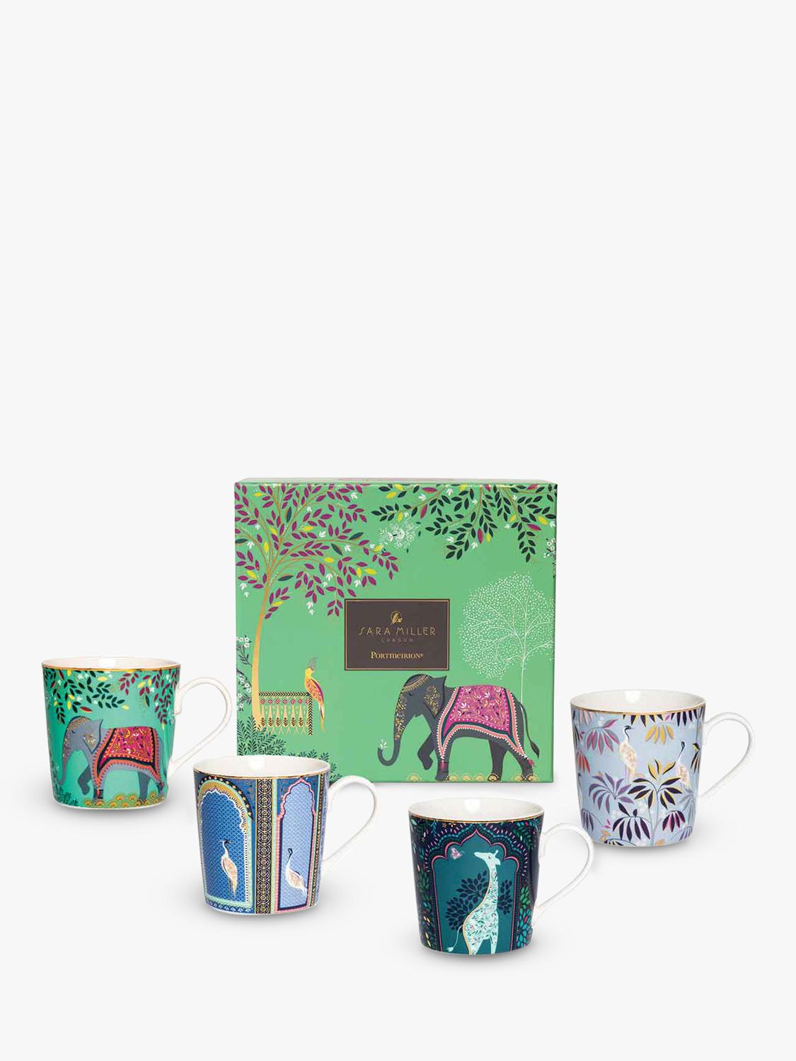Sara Miller fine china mugs with 22ct gold detailing, set of 4, 344ml (British brand)
