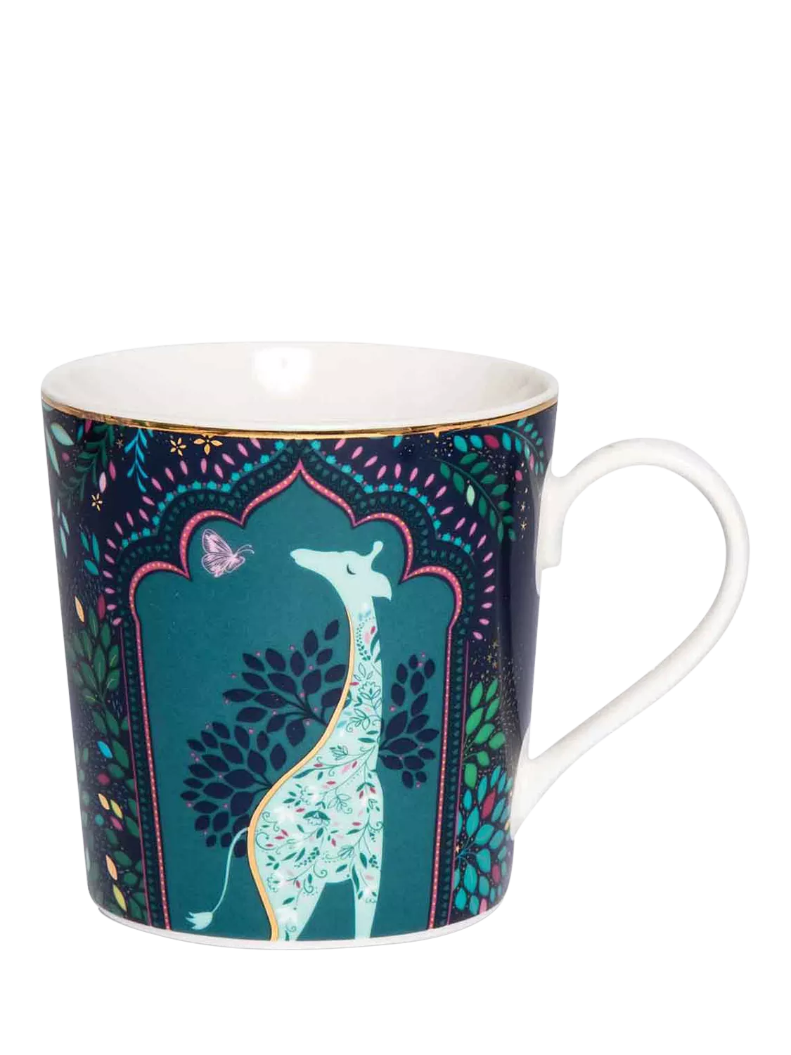 Sara Miller fine china mugs with 22ct gold detailing, set of 4, 344ml (British brand)