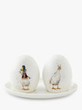 Wrendale Designs duck-themed fine bone china salt and pepper shaker set with oval tray (British brand)
