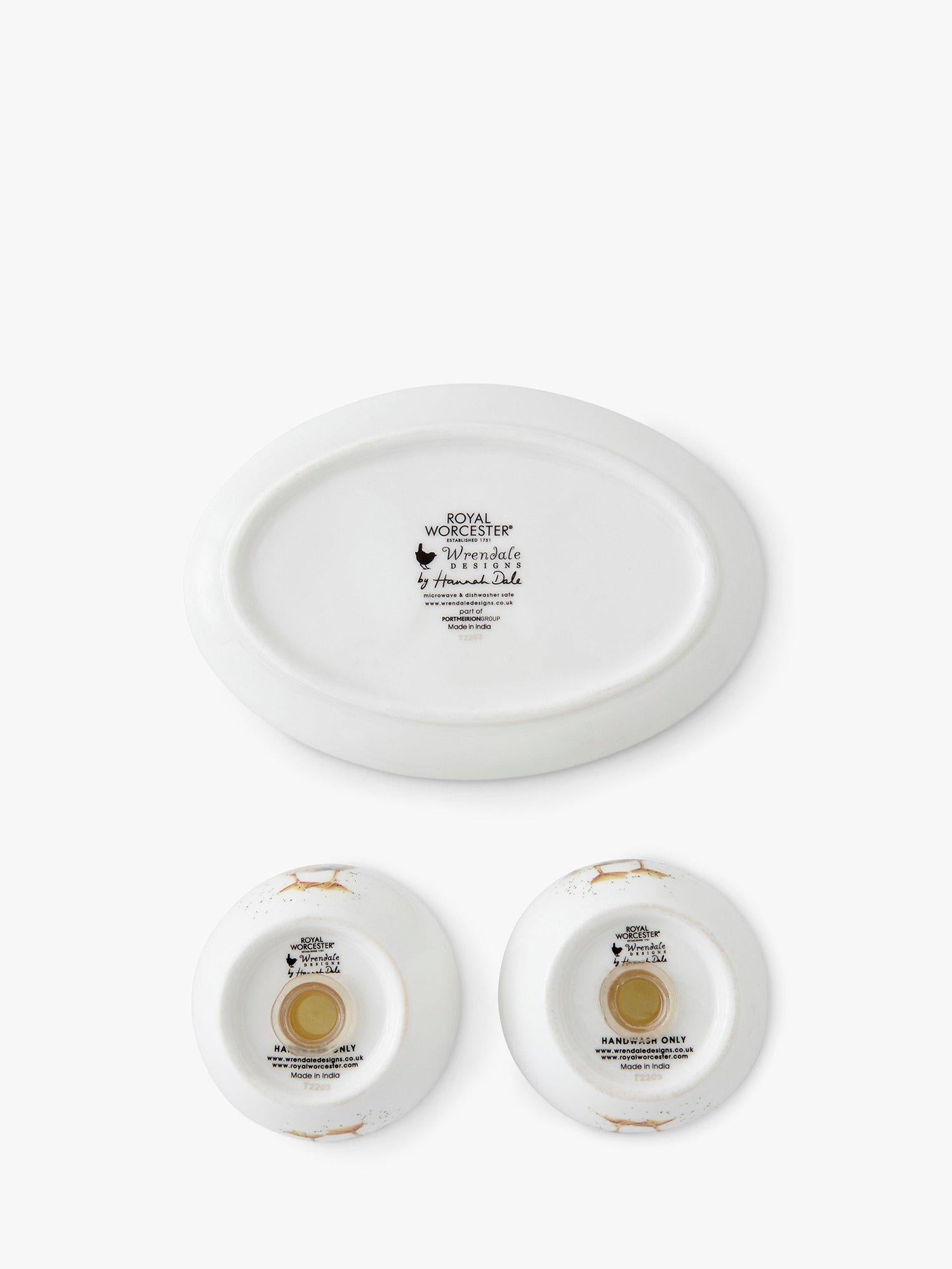 Wrendale Designs duck-themed fine bone china salt and pepper shaker set with oval tray (British brand)