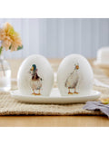 Wrendale Designs duck-themed fine bone china salt and pepper shaker set with oval tray (British brand)