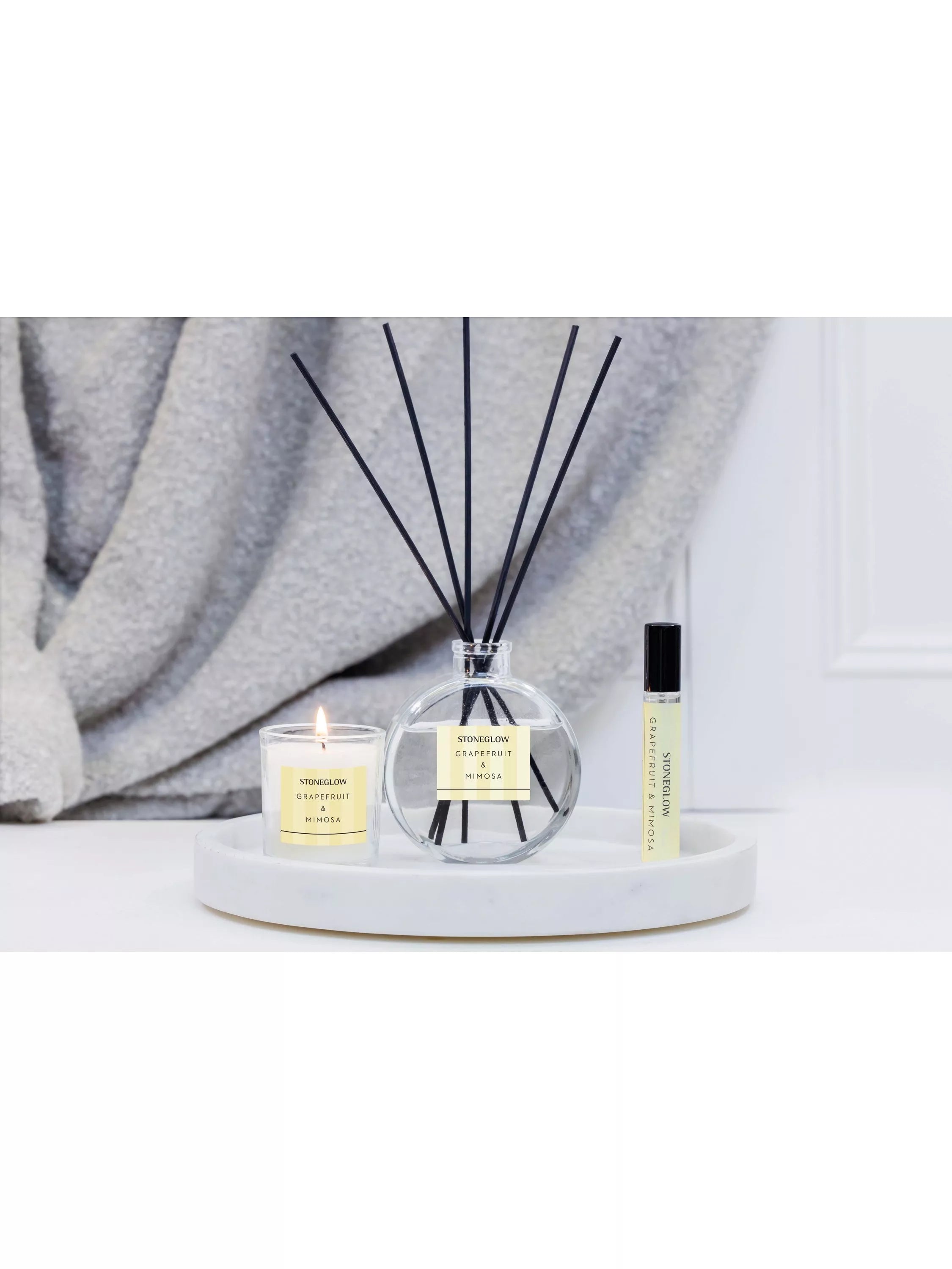 Stoneglow Grapefruit & Mimosa home fragrance gift set 610g (British brand)