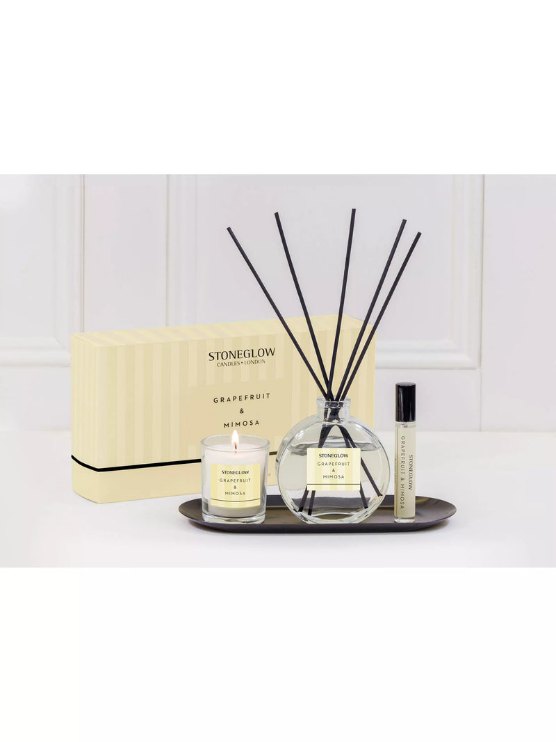 Stoneglow Grapefruit & Mimosa home fragrance gift set 610g (British brand)