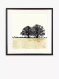 John Lewis Charlotte Oakley 'Tree Pair in Golden Field' Embellished Framed Print & Mount, 36 x 36cm, Gold