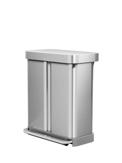 John Lewis Simplehuman Recycling Pedal Bin with Liner Pocket, Brushed Stainless Steel, 58L- Buy online at McGrocer