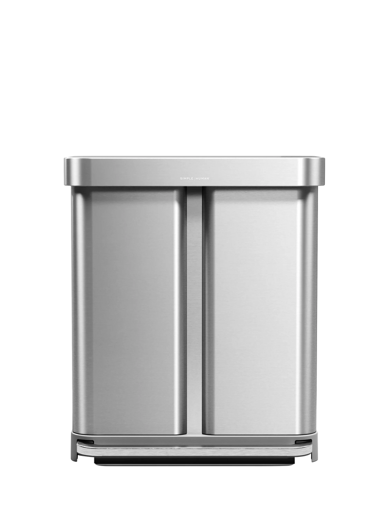 Simplehuman recycling pedal bin brushed stainless steel 58L, imported from the UK