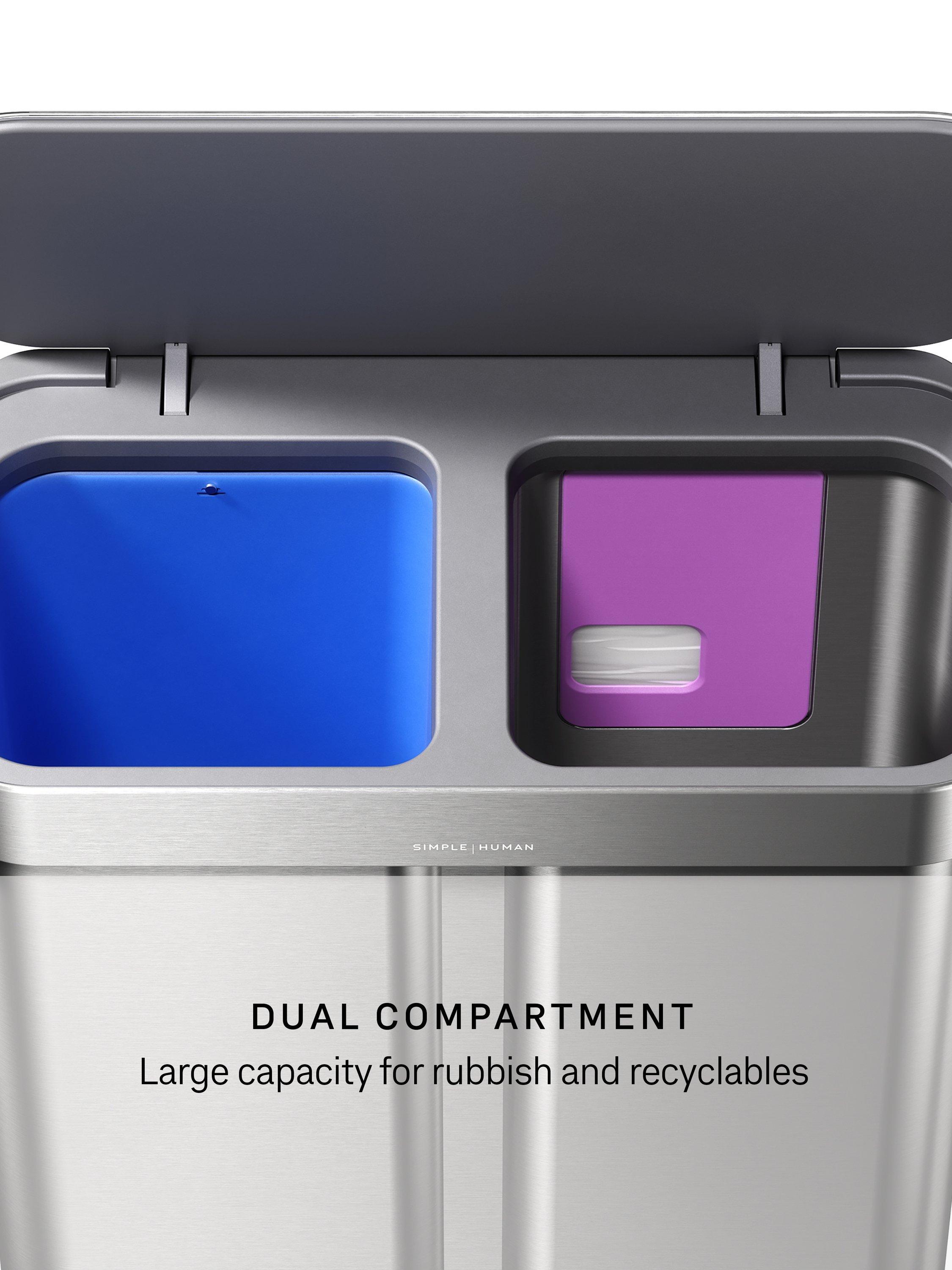 Simplehuman recycling pedal bin brushed stainless steel 58L, imported from the UK