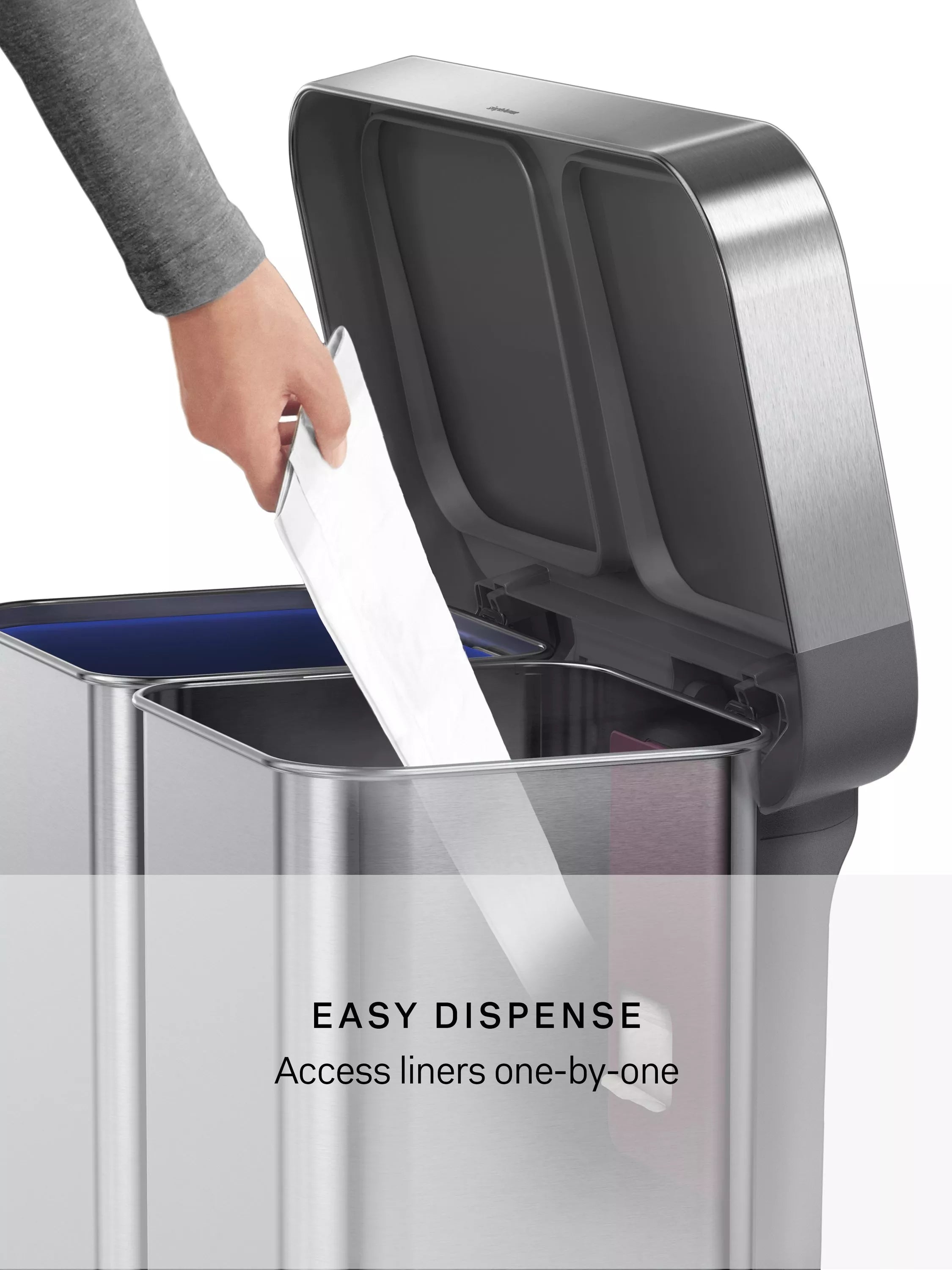 Simplehuman recycling pedal bin brushed stainless steel 58L, imported from the UK