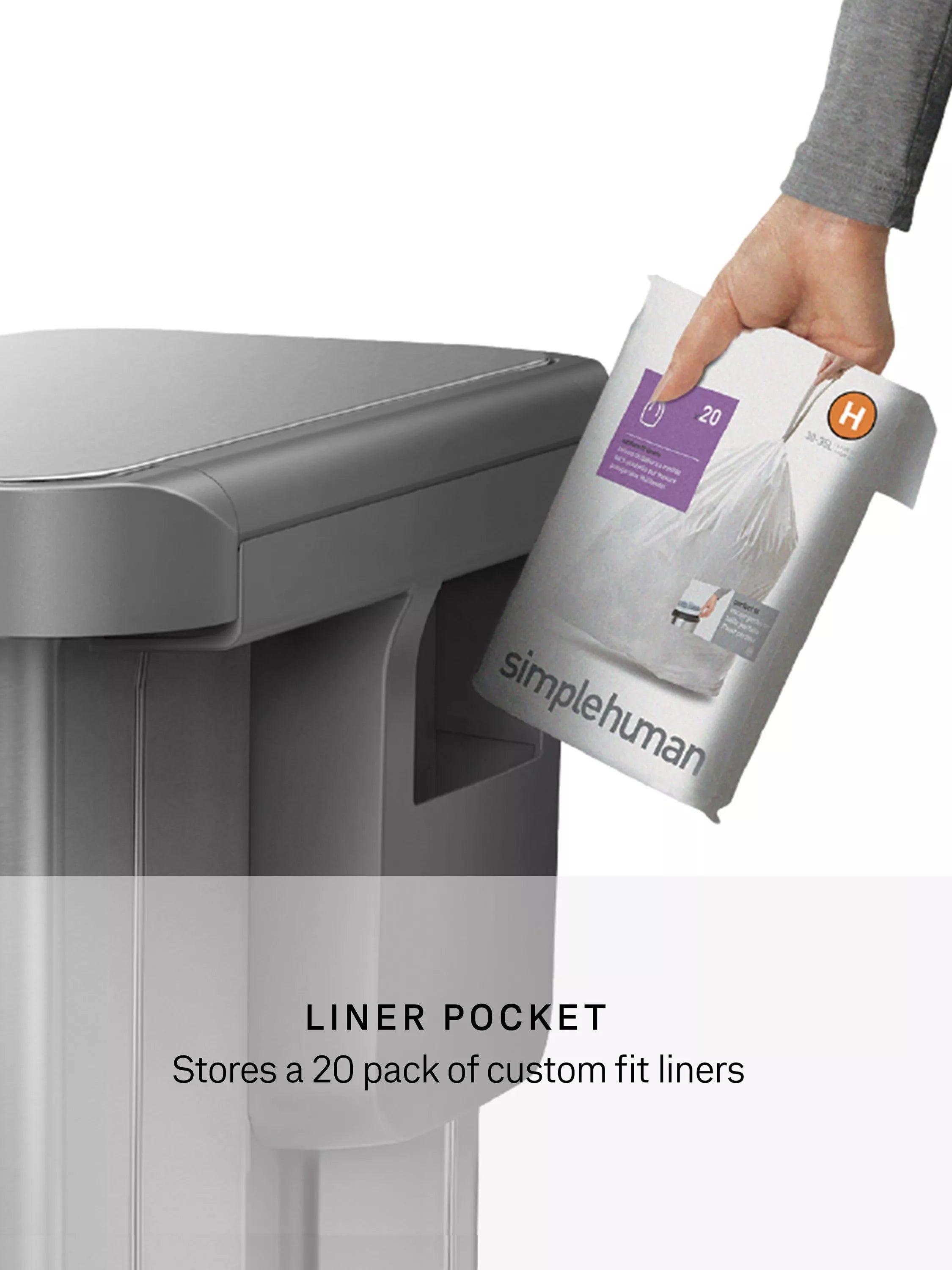 Simplehuman recycling pedal bin brushed stainless steel 58L, imported from the UK