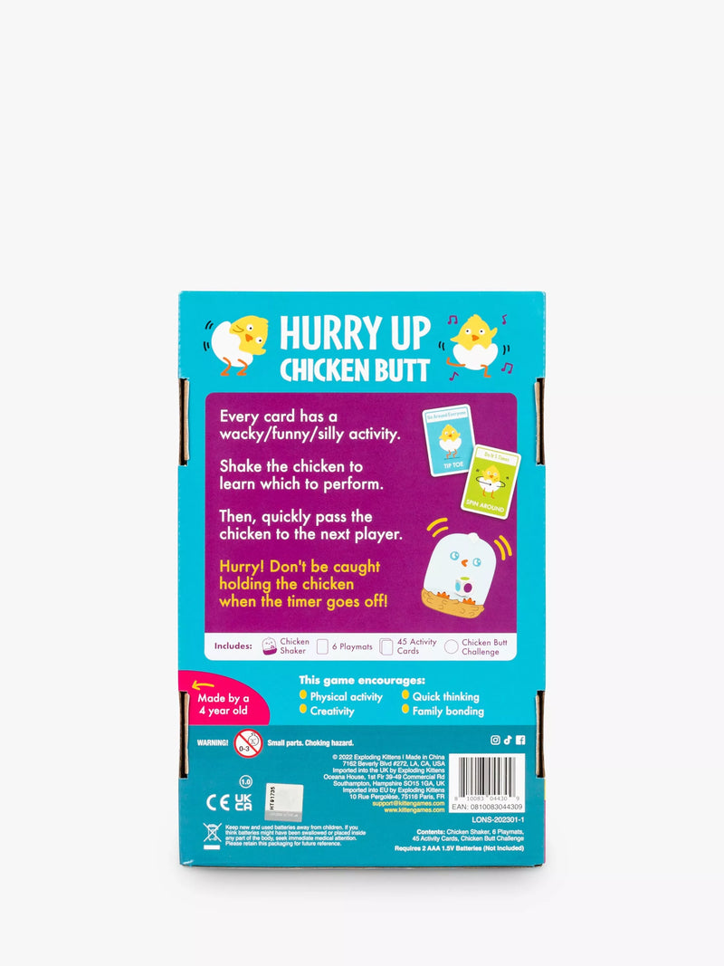 Hurry Up Chicken Butt hot potato game with animal noises, UK version