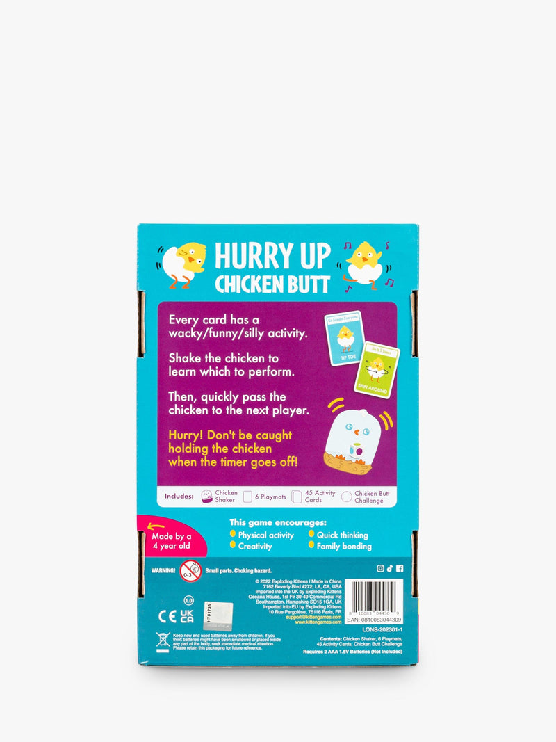 Hurry Up Chicken Butt hot potato game with animal noises, UK version