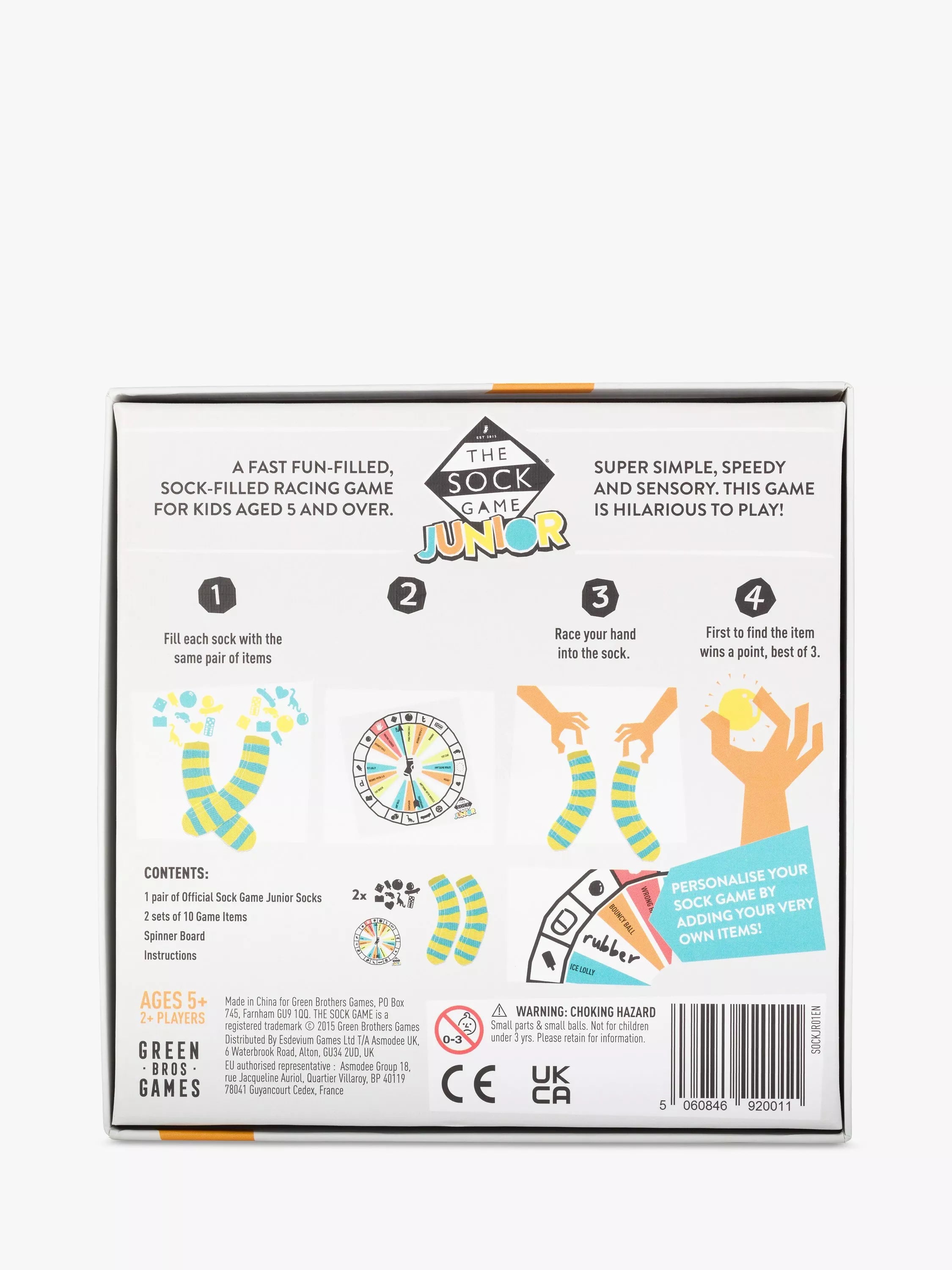Esdevium Junior Sock Matching Game for Kids with Color and Letter Rounds - British product