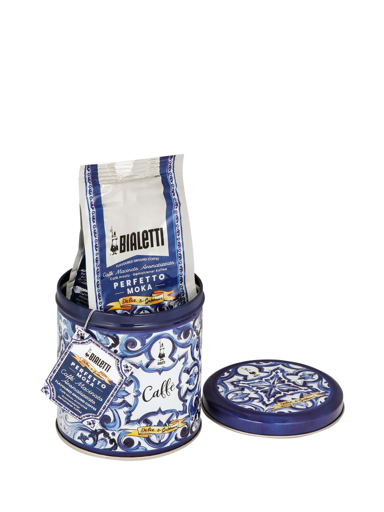 Bialetti Dolce & Gabbana Mediterranean Blue Perfetto Moka Autentico Ground Coffee Tin, 200g