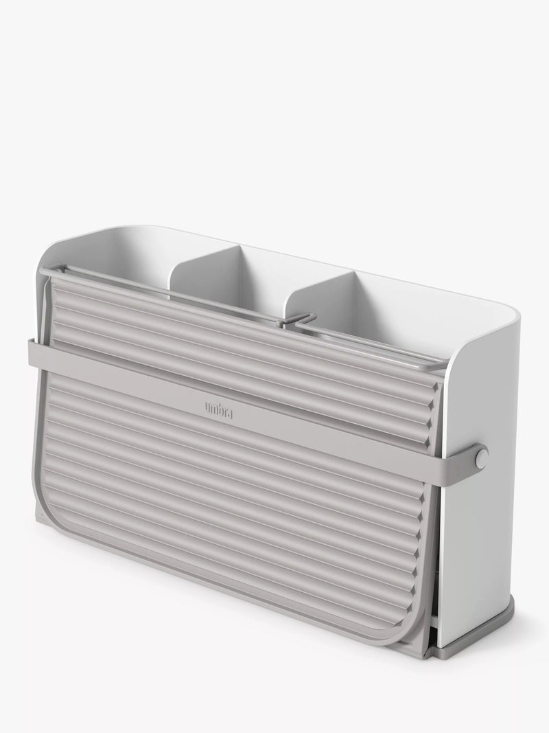 Umbra folding dish rack with cutlery sections and caddy base, white (British brand)