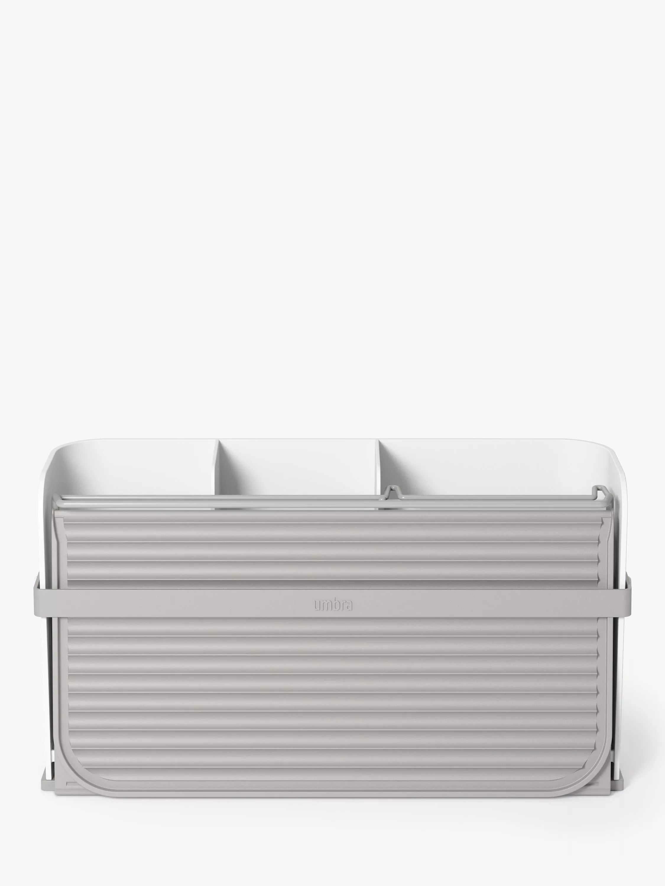Umbra folding dish rack with cutlery sections and caddy base, white (British brand)