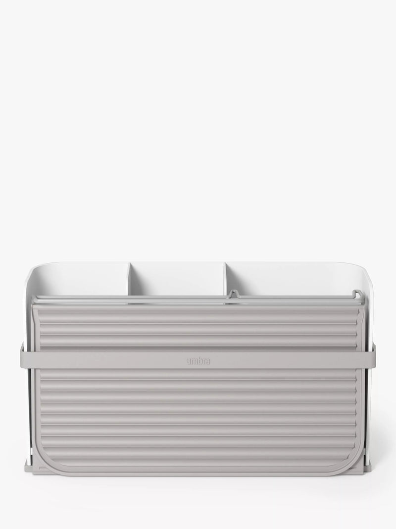 Umbra folding dish rack with cutlery sections and caddy base, white (British brand)