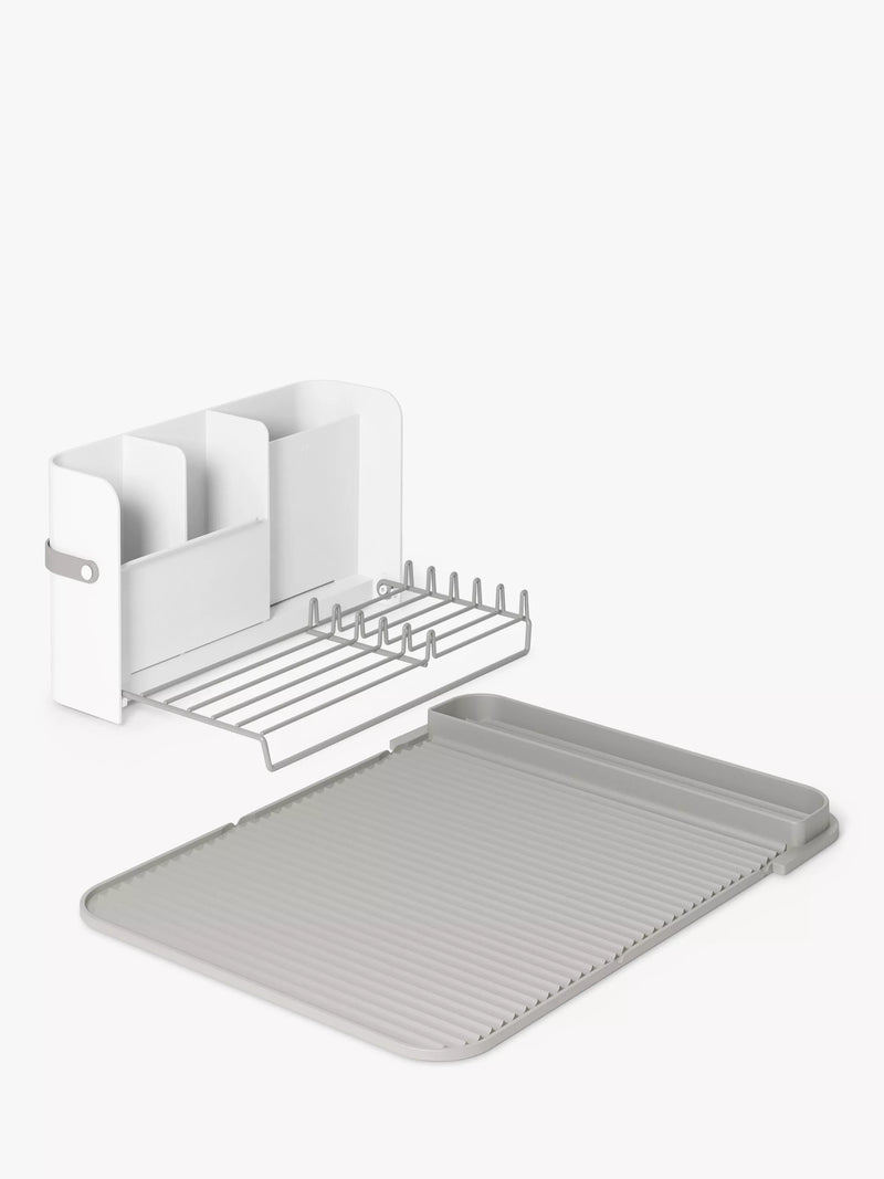 Umbra folding dish rack with cutlery sections and caddy base, white (British brand)
