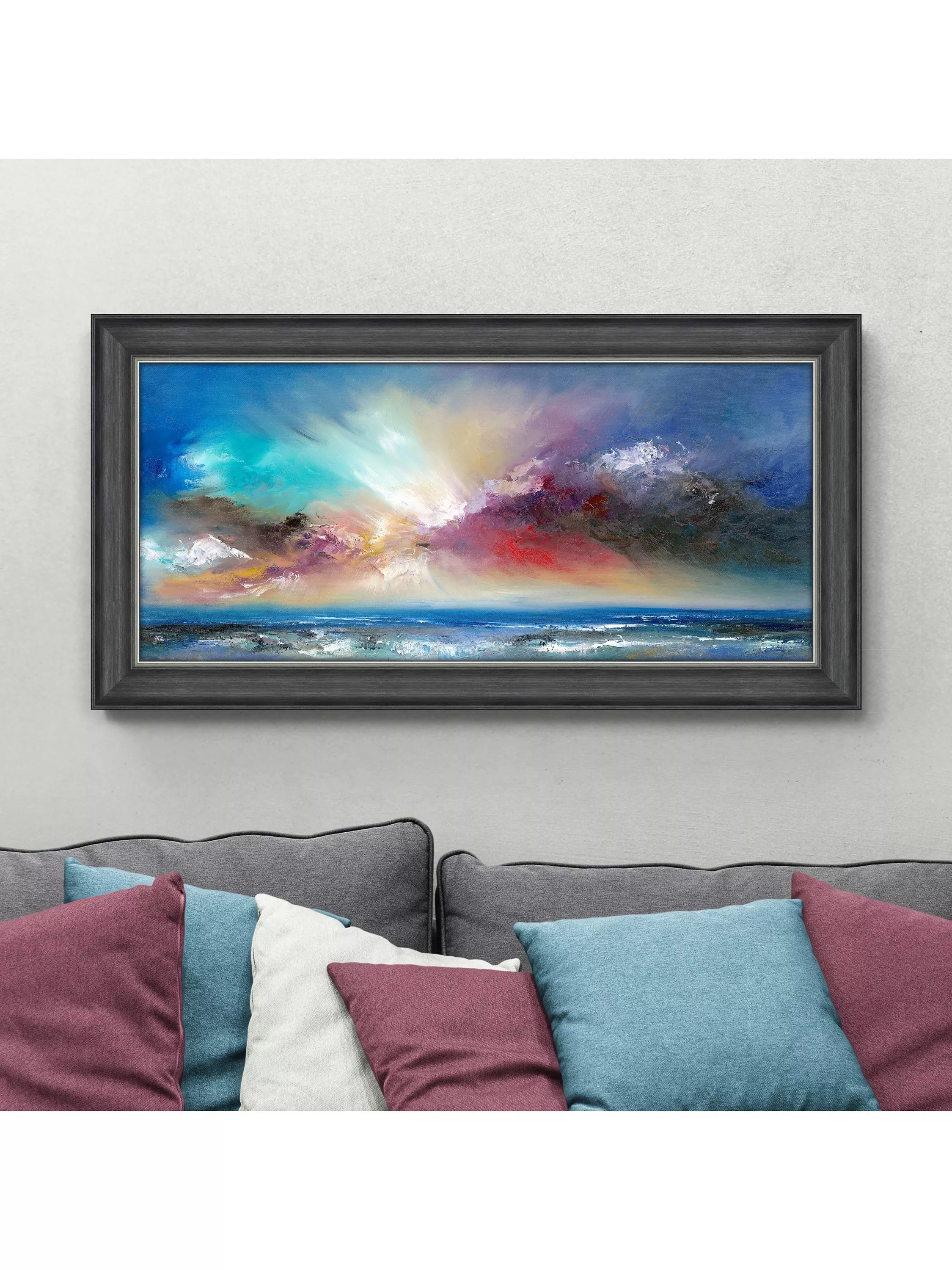 John Lewis 'Blue Delight' framed print 58x113cm (British brand)