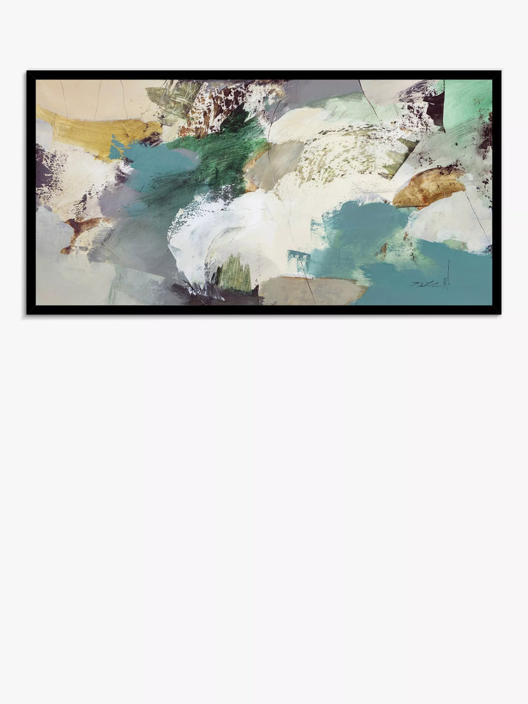 John Lewis Natasha Barnes 'Evergreen' Abstract Framed Print, 63.5 x 123.5cm, Green/Multi