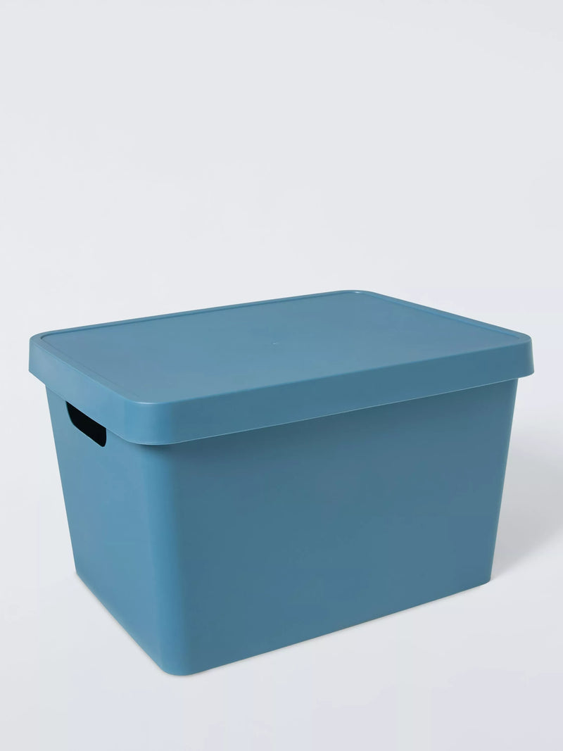 John Lewis Stackable Plastic Storage Box with Lid, Large, Blue