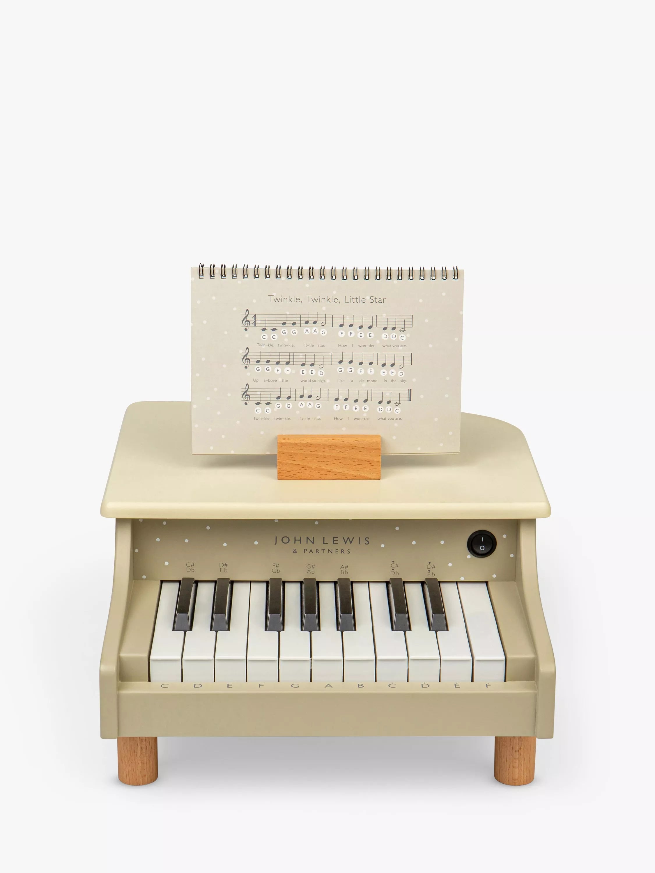John Lewis toy wooden piano with spotty design (British brand)