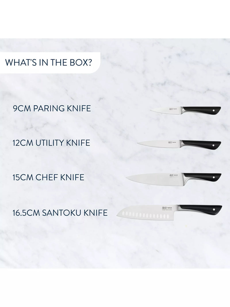 Jamie Oliver Tefal stainless steel kitchen knife set 4 piece, UK version