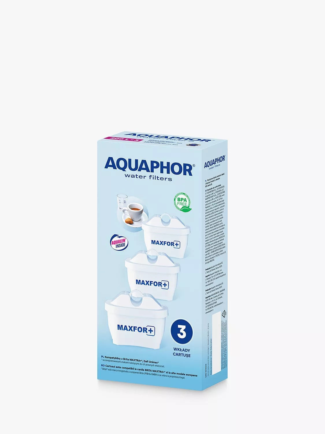 Aquaphor MAXFOR+ water filter cartridge pack of 3, imported from the UK
