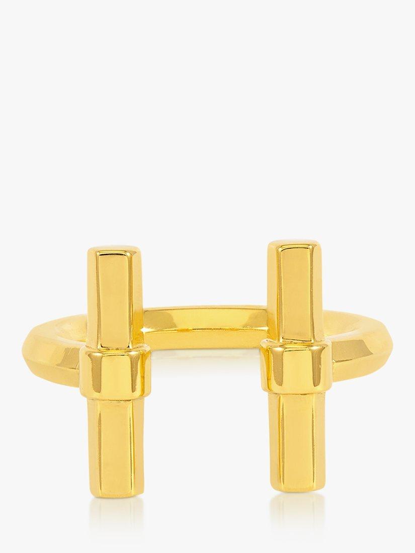 Rachel Jackson London adjustable T-Bar ring in gold, imported from the UK