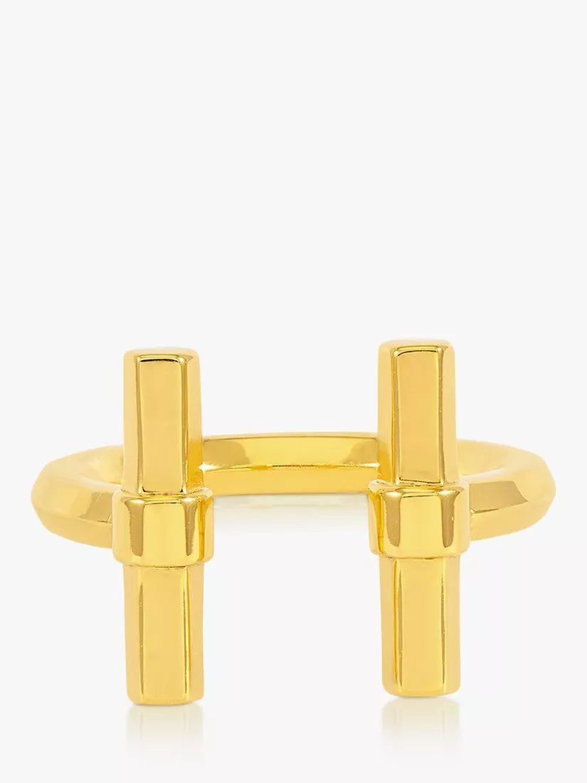 Rachel Jackson London adjustable T-Bar ring in gold, imported from the UK
