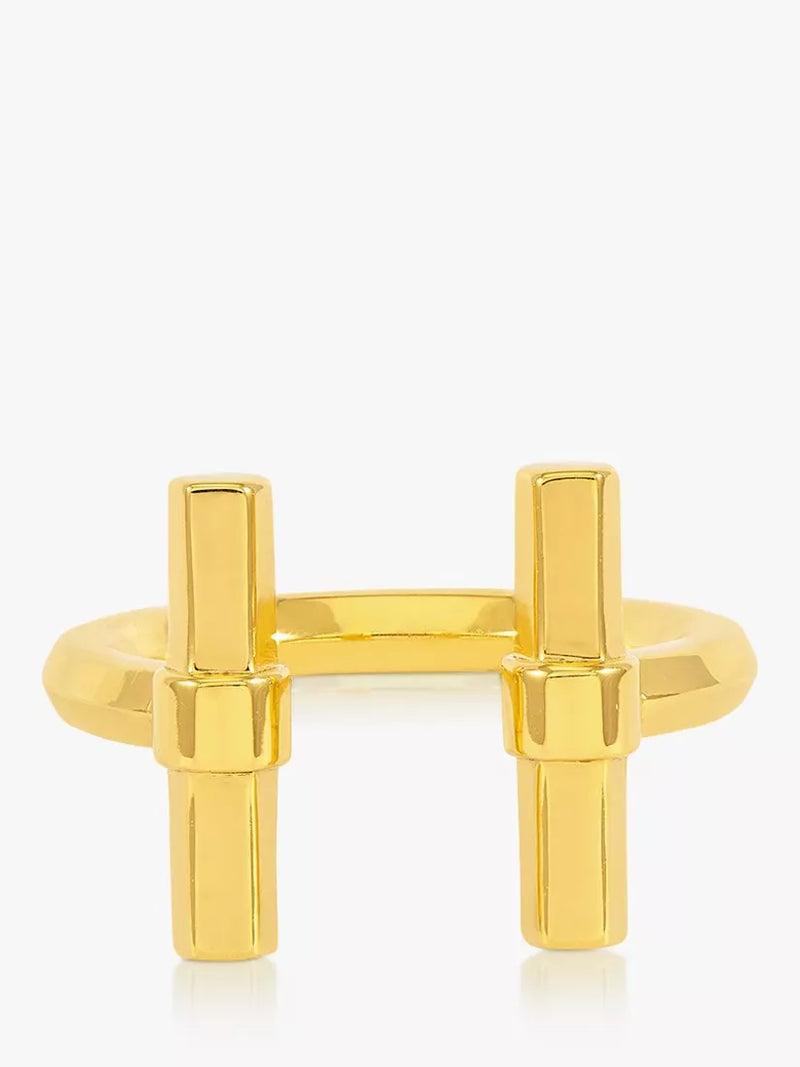 Rachel Jackson London adjustable T-Bar ring in gold, imported from the UK