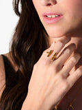 Rachel Jackson London adjustable T-Bar ring in gold, imported from the UK