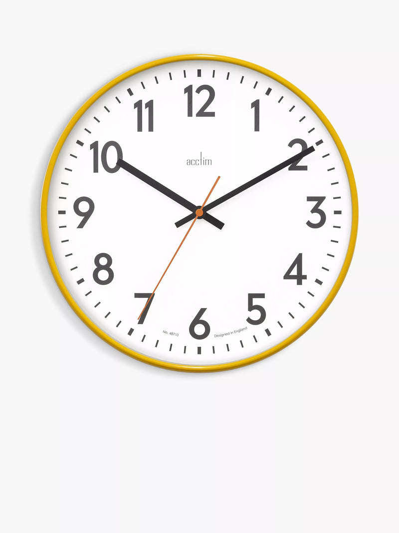 Acctim analogue wall clock with colourful case and Arabic numerals, 30cm - British product