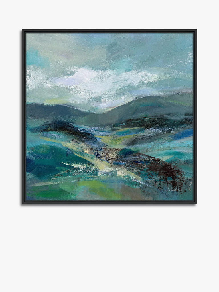 John Lewis Silvia Vassileva 'Turquoise Slopes' Framed Canvas Print, 84 x 84cm, Blue