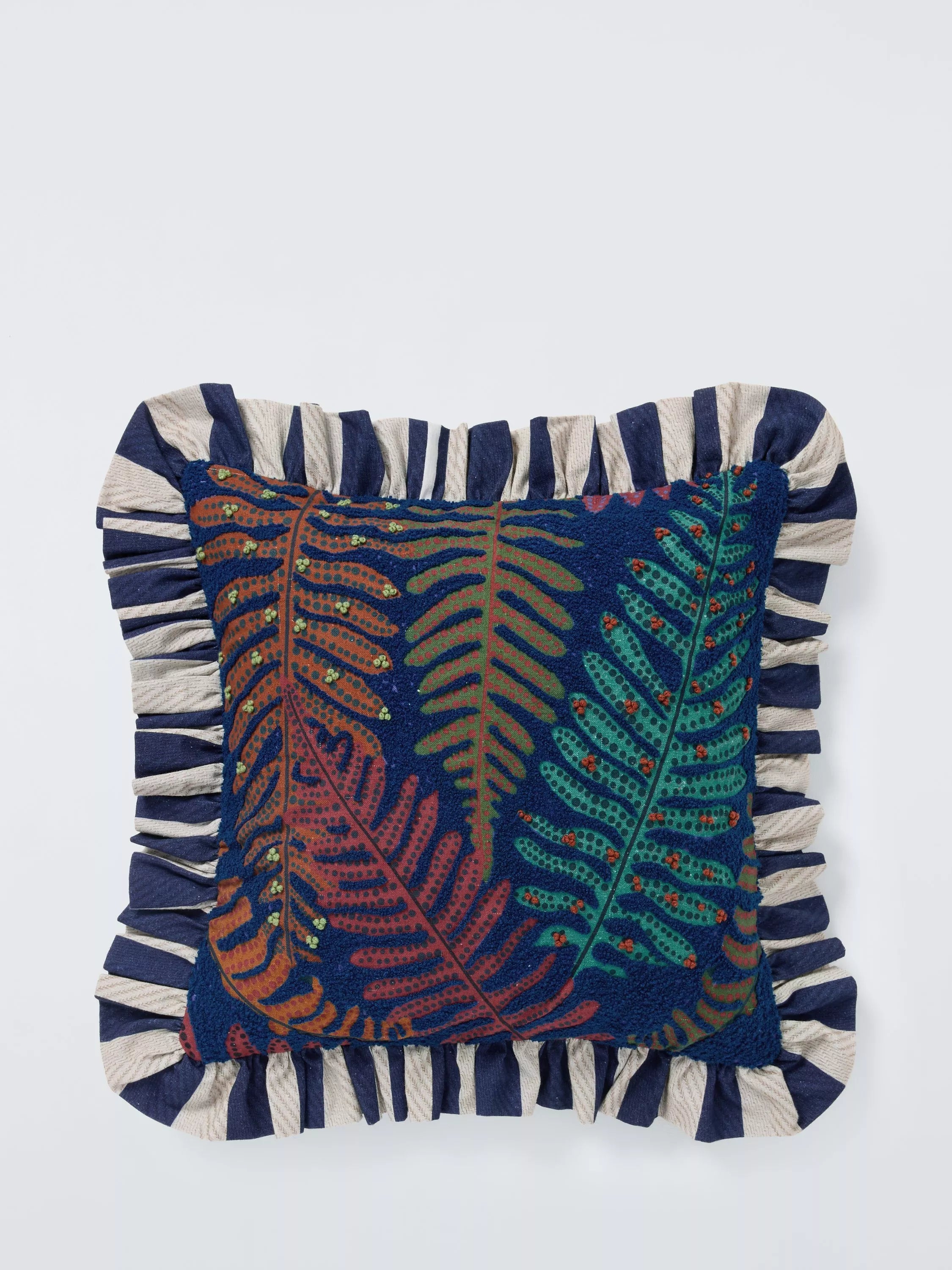 John Lewis Ferns Frill cushion in multi colours, UK version