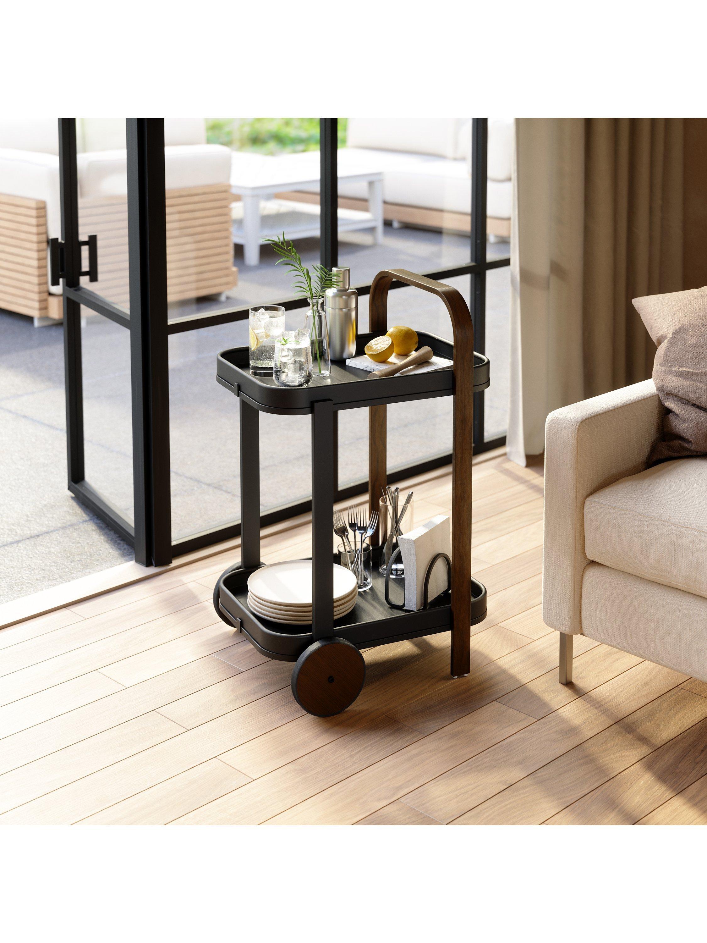 Umbra Bellwood two-tier wooden bar cart (British brand)