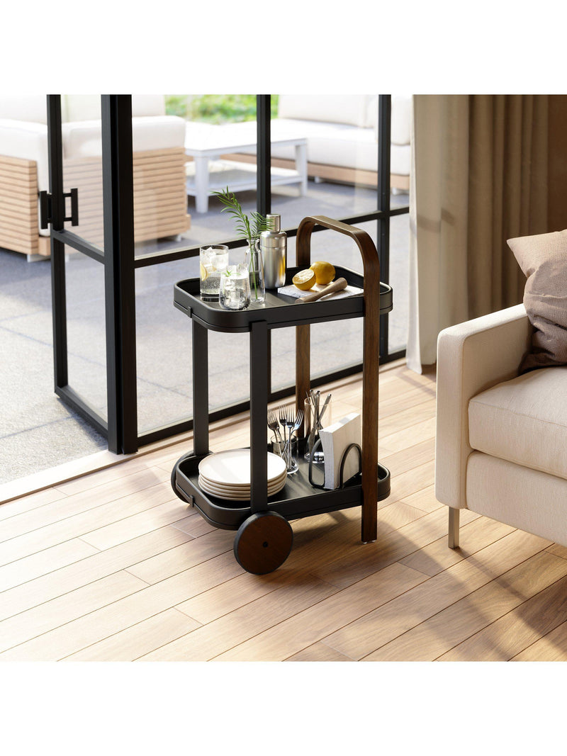 Umbra Bellwood two-tier wooden bar cart (British brand)