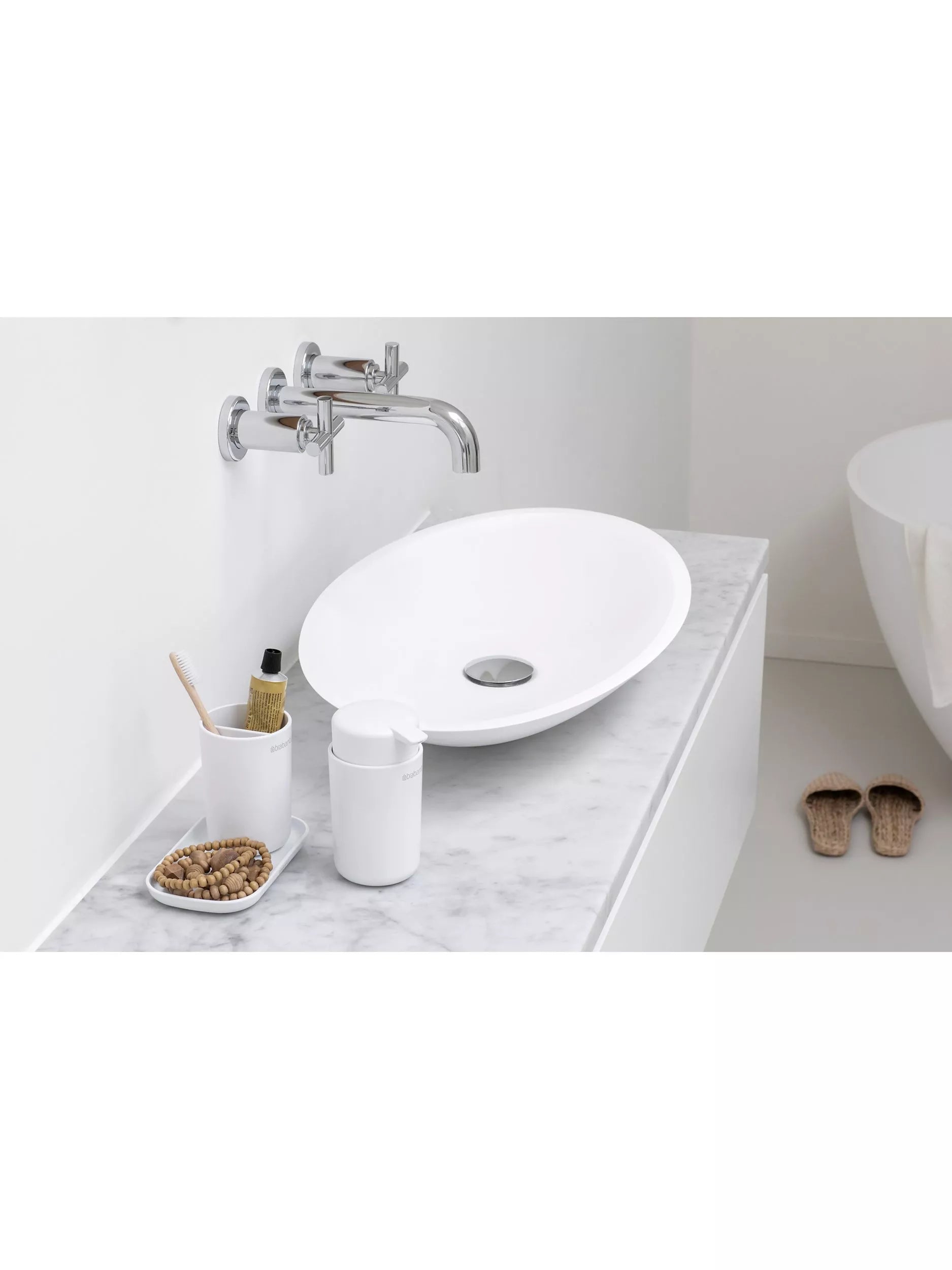 Brabantia ReNew bathroom accessory set, imported from the UK