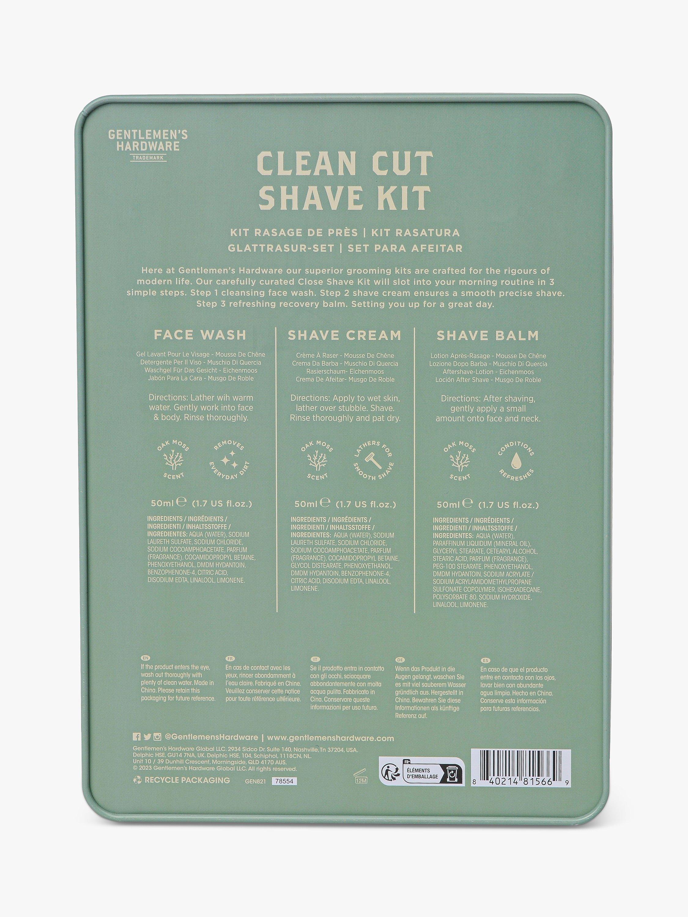 Gentlemen's Hardware Oak Moss scented shaving kit with reusable tin, UK version